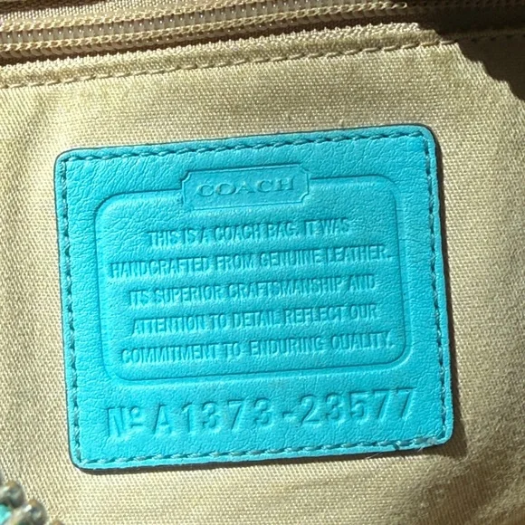 COACH Legacy Haley Perforated Satchel Bag Robin Blue Hangtag Style # 23577 - Picture 5 of 16